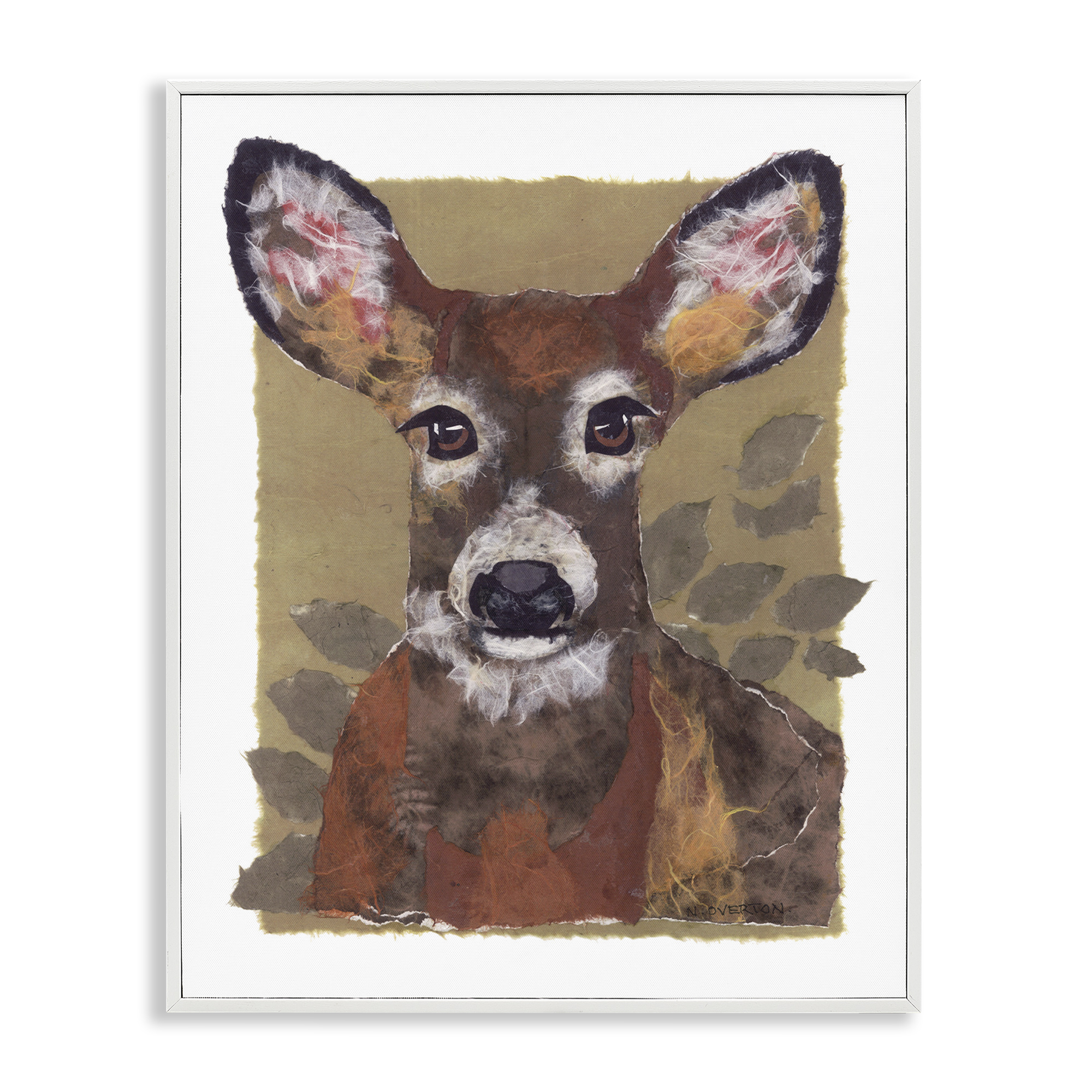 Stupell Industries Woodland Deer Painting Animals & Insects Painting White Framed Art Print Wall Art, 16 x 20