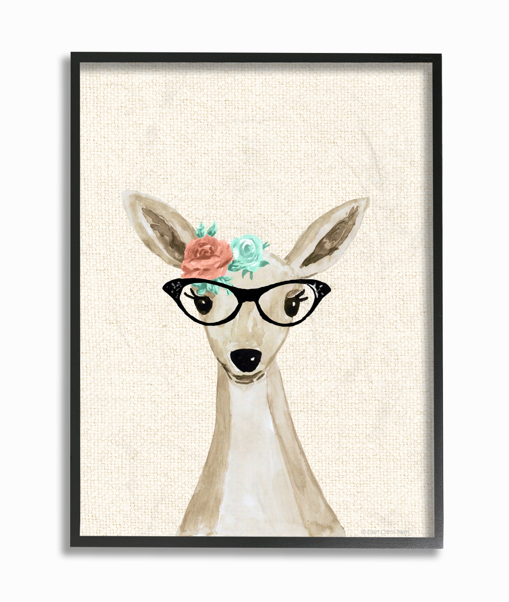 Stupell Industries  Woodland Deer W/ Glasses Framed Giclee Art 11 x 14