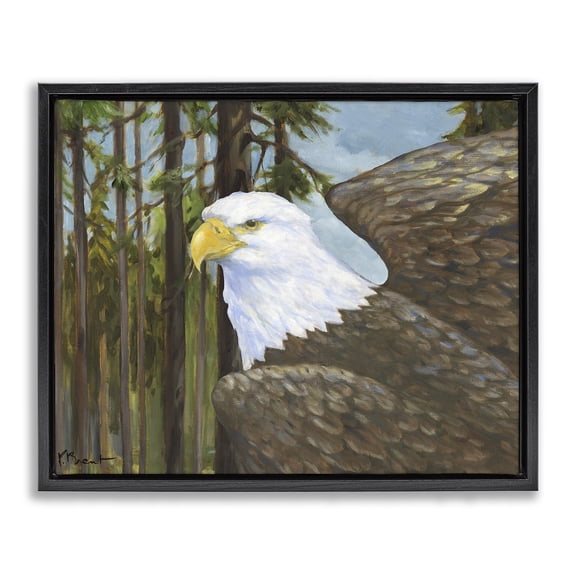 Stupell Industries Woodland Eagle's View Animals Painting Black Floater Framed Canvas Art Print Wall Art, 21 x 17