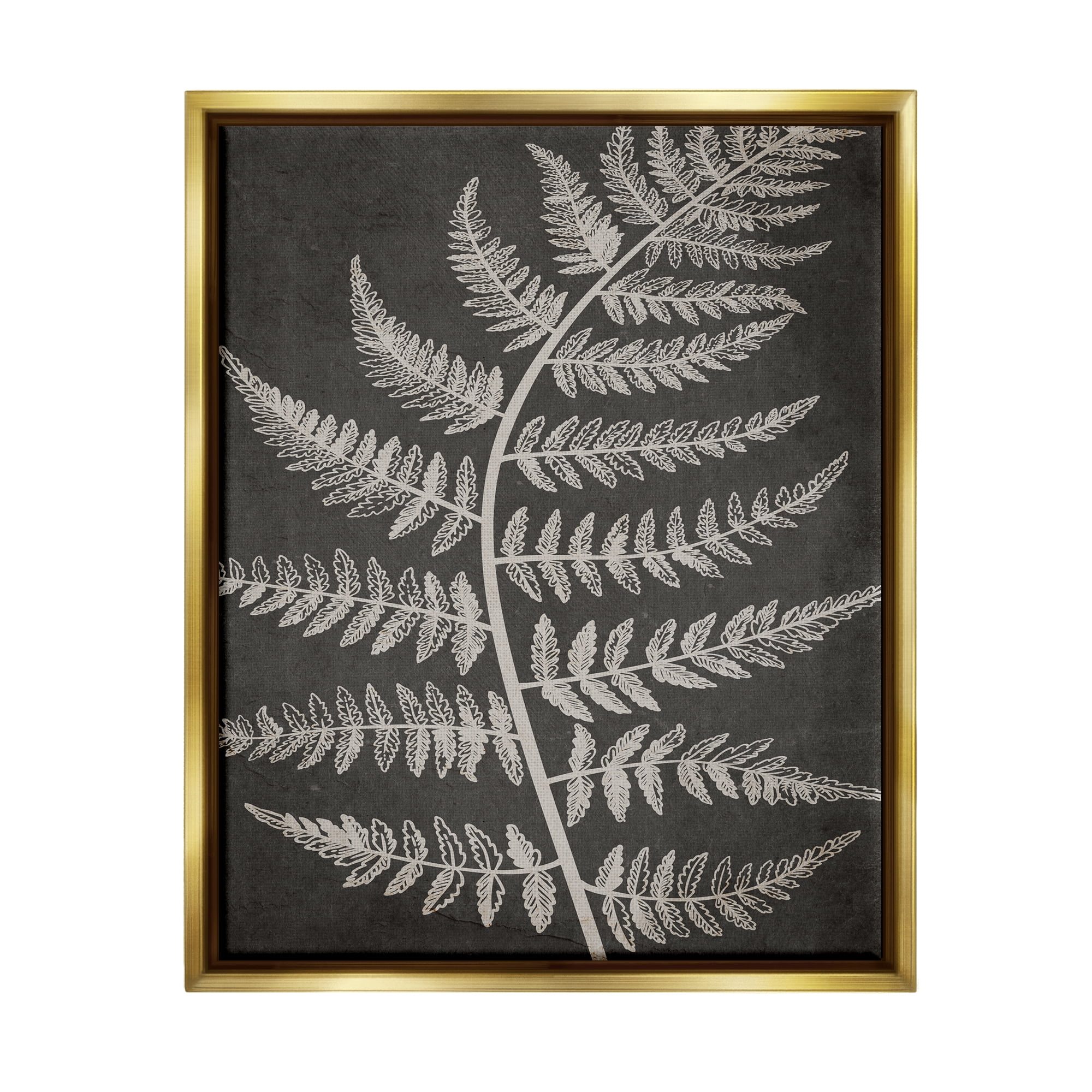 Stupell Industries Woodland Fern Outline Botanical & Floral Painting Gold Floater Framed Art Print Wall Art, 17 x 21