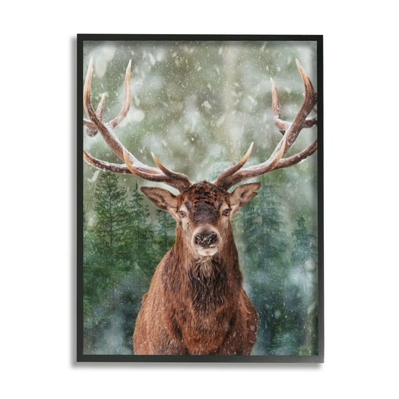 Stupell Industries Woodland Forest Deer Animals & Insects Painting Black Framed Art Print Wall Art, 11 x 14