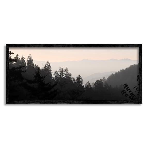 Stupell Industries Woodland Forest Nature Silhouette Warm Sky Mountains Photograph Black Framed Art Print Wall Art, Design by Lori Deiter