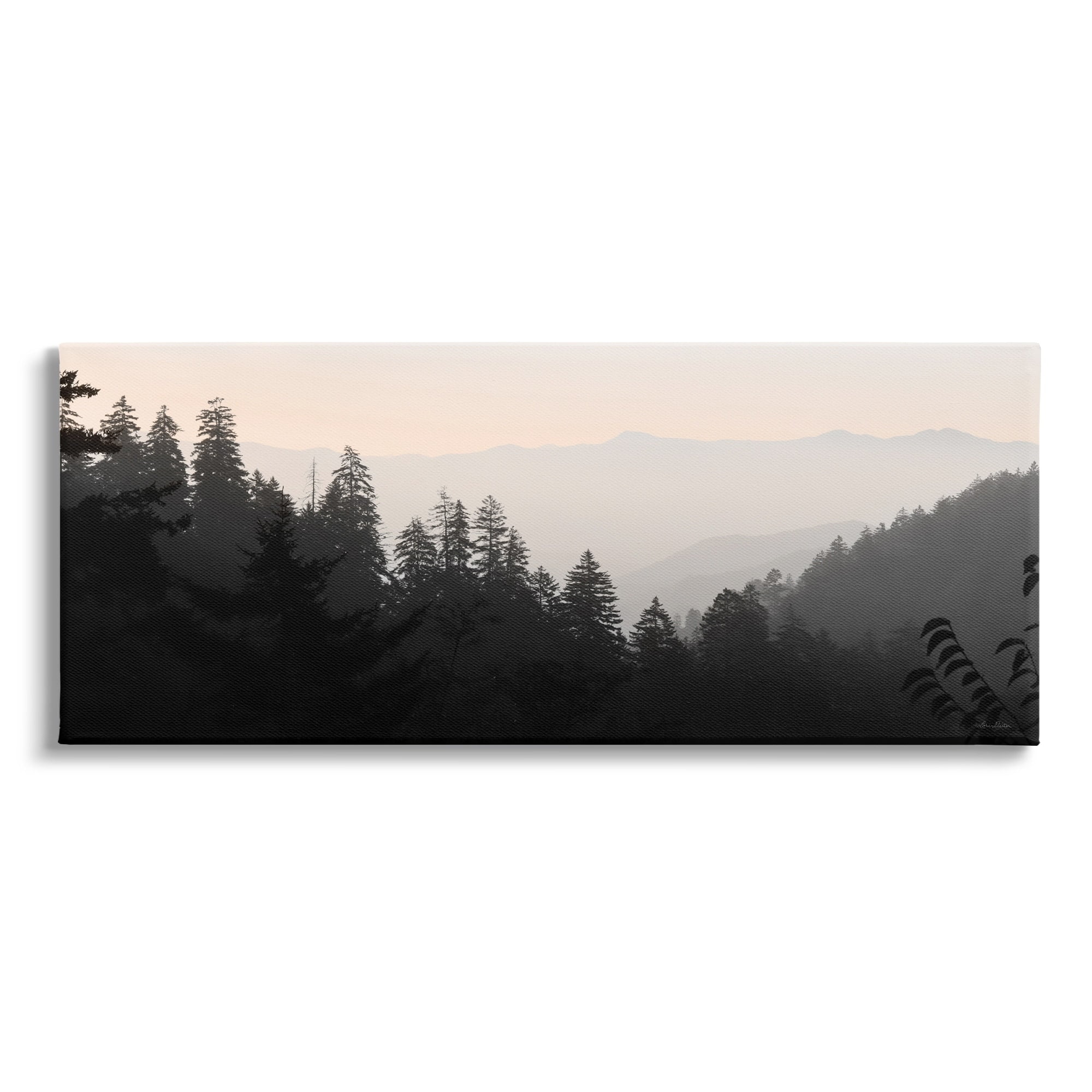 Warm Sky Mountains Nature Silhouette Canvas Art