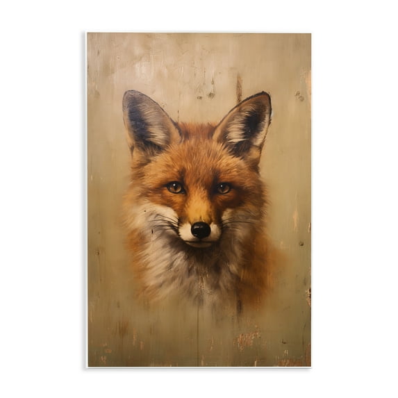 Stupell Industries Woodland Fox Face Animals & Insects Painting Unframed Art Print Wall Art, 13 x 19