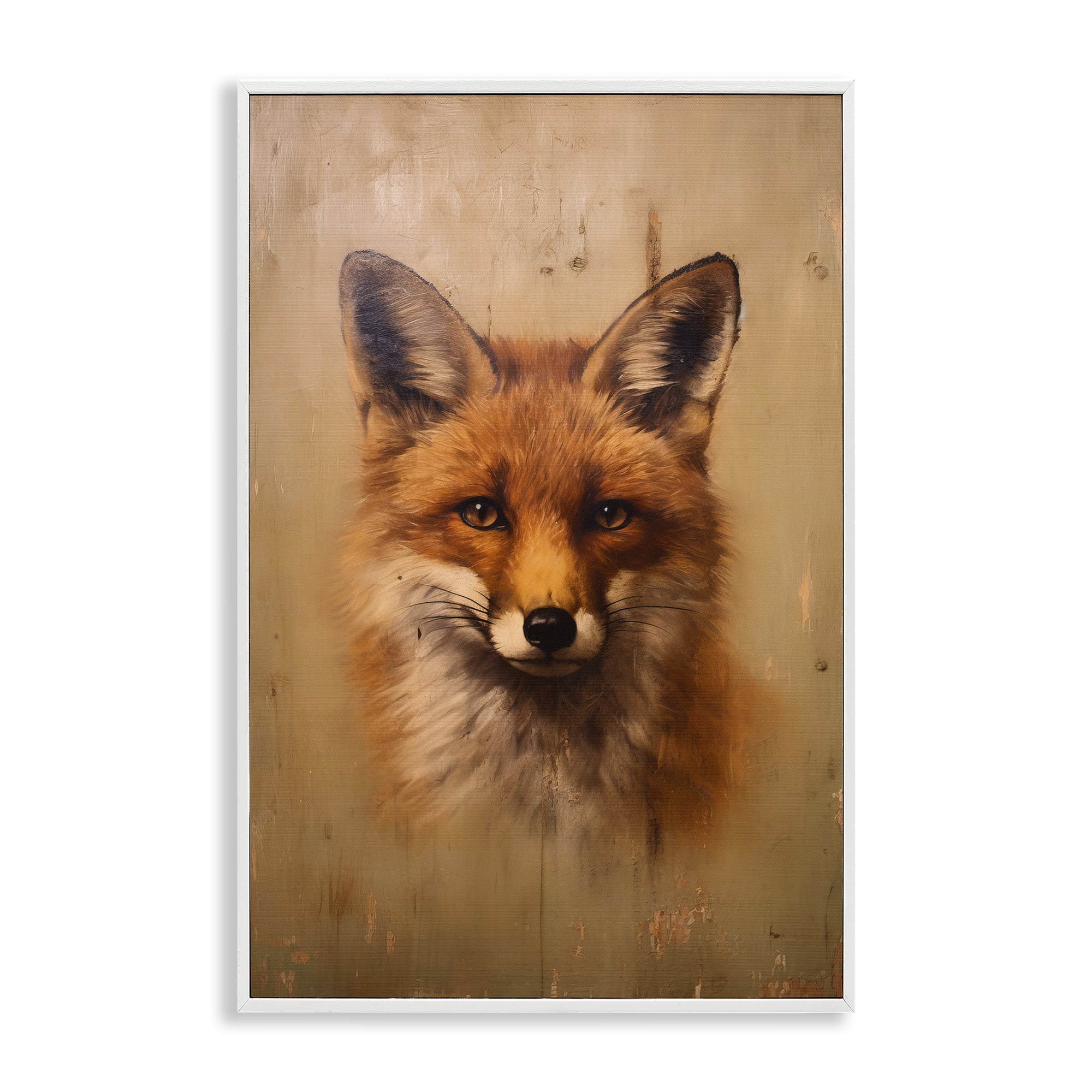 Stupell Industries Woodland Fox Face Animals & Insects Painting White Framed Art Print Wall Art, 20 x 30