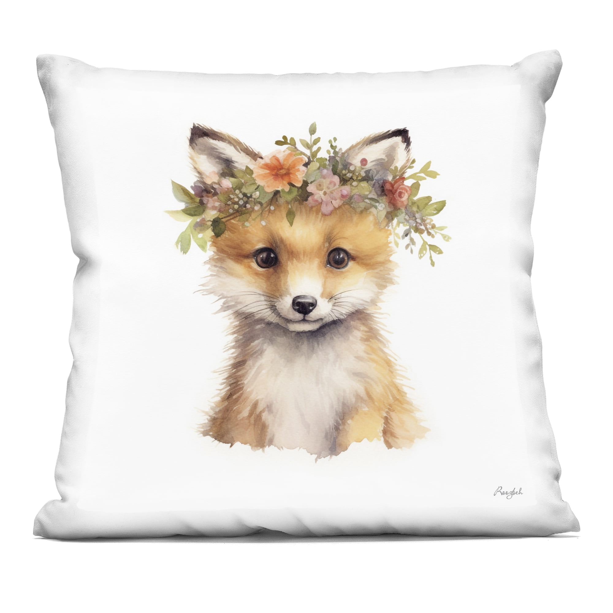 Stupell Industries Woodland Fox Flower Crown Decorative Printed Throw Pillow, design by Roozbeh