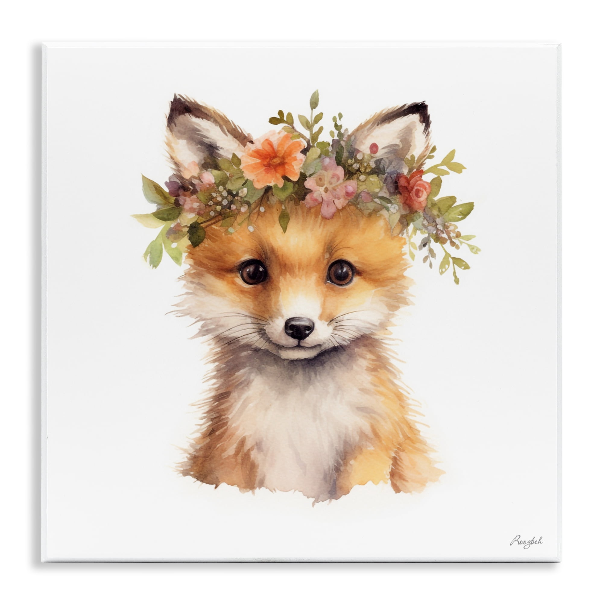Stupell Industries Woodland Fox Flower Crown Wall Plaque Art, design by Roozbeh