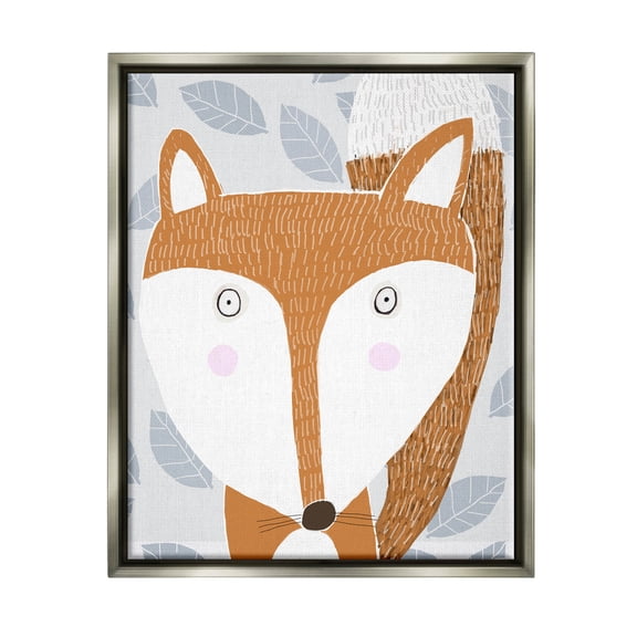 Stupell Industries Woodland Fox Leaf Pattern Graphic Art Luster Gray Floating Framed Canvas Print Wall Art, Design by Carla Daly