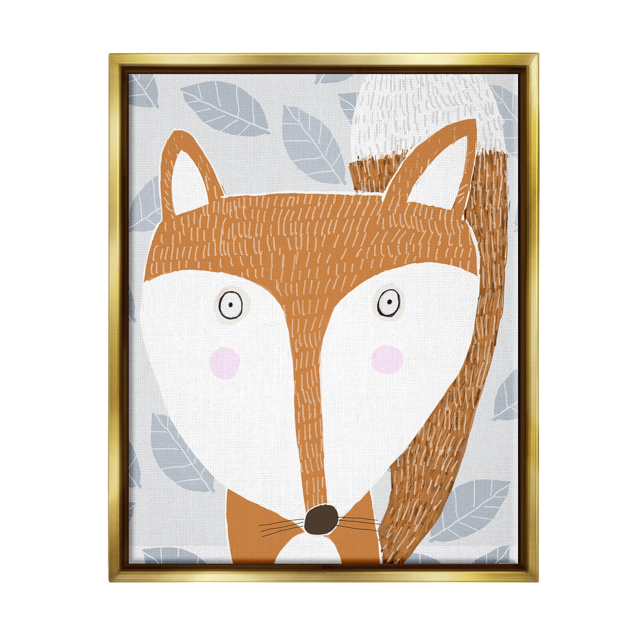 Stupell Industries Woodland Fox Leaf Pattern Graphic Art Metallic Gold Floating Framed Canvas Print Wall Art, Design by Carla Daly