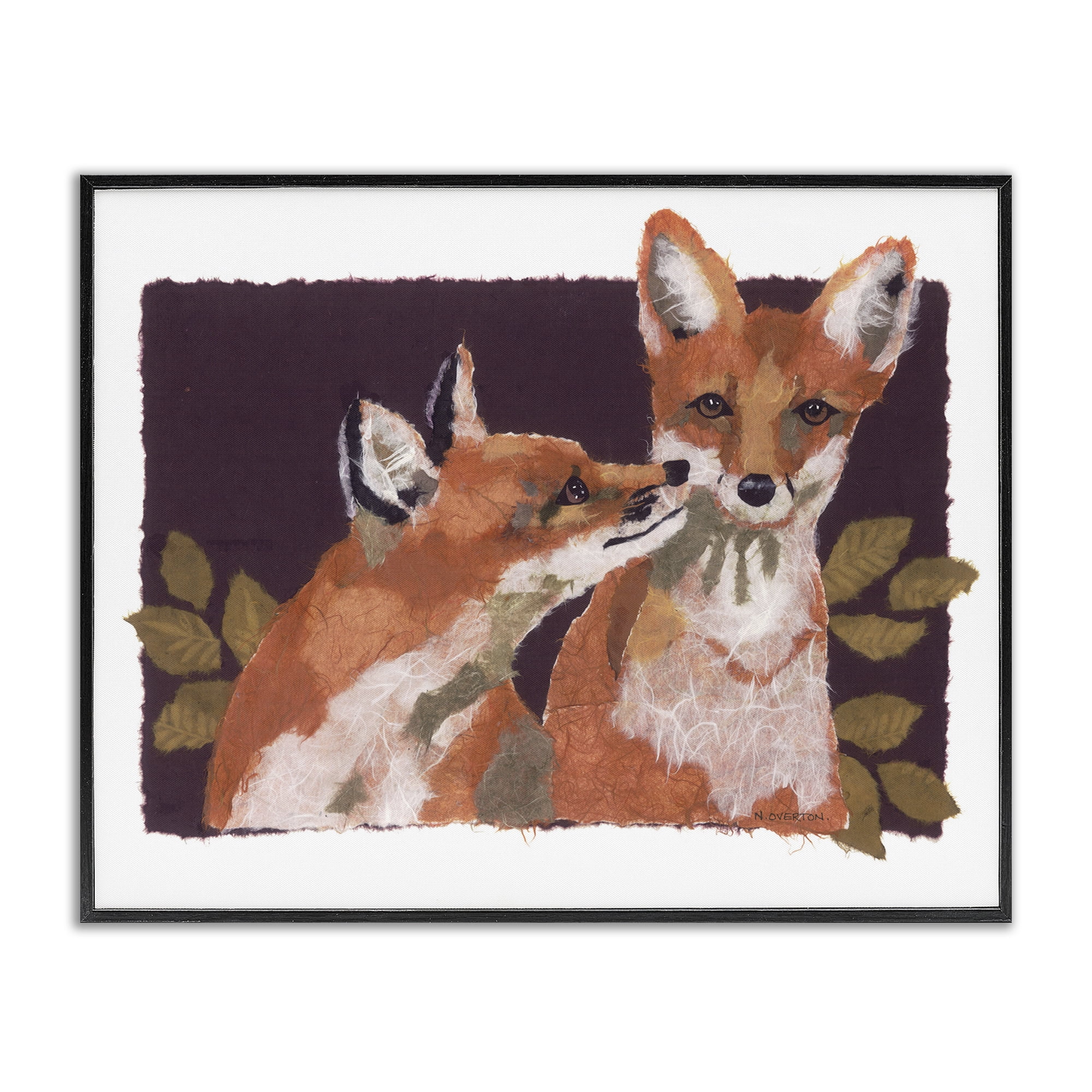 Stupell Industries Woodland Foxes & Leaves Animals & Insects Painting Black Framed Art Print Wall Art, 14 x 11