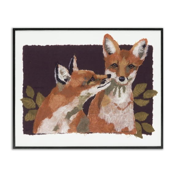 Stupell Industries Woodland Foxes & Leaves Animals & Insects Painting Black Framed Art Print Wall Art, 20 x 16