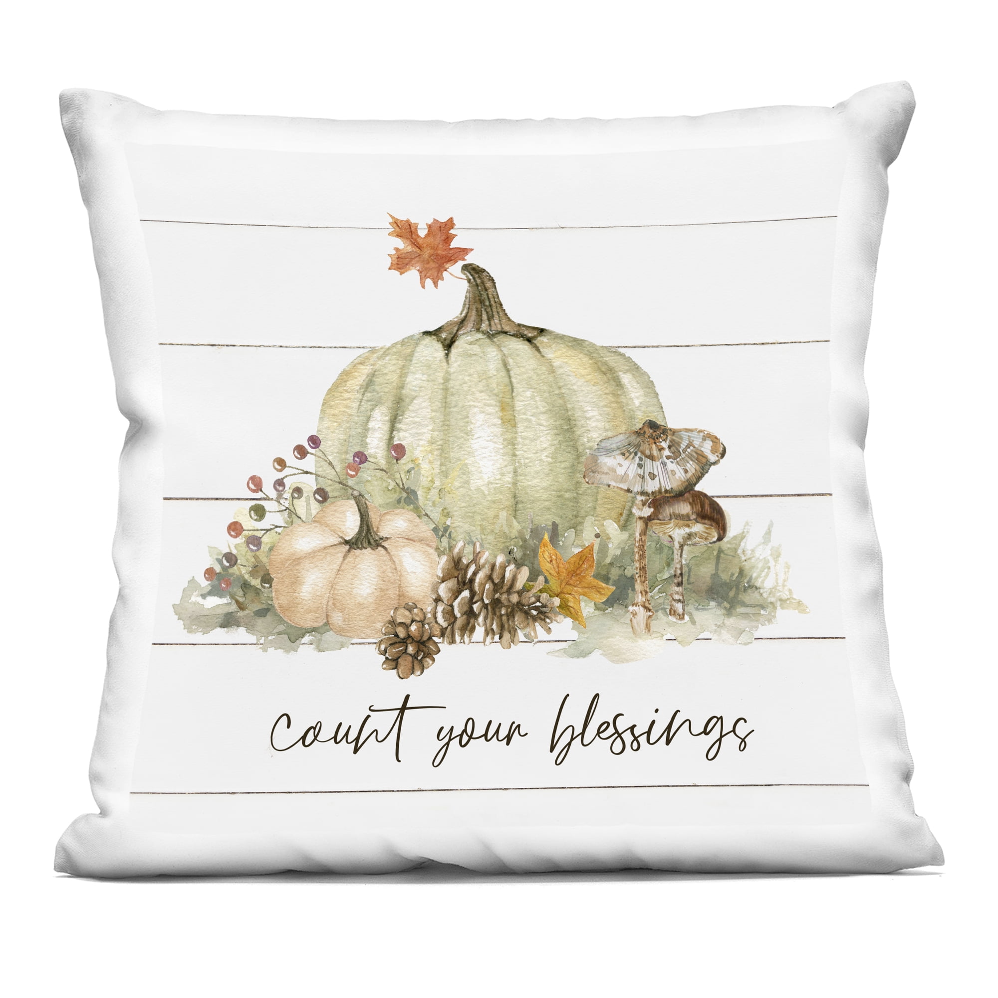 Stupell Industries Woodland Harvest Count Blessings Decorative Printed Throw Pillow, design by Livi and Finn