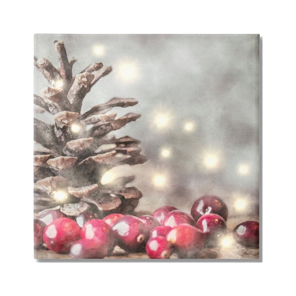 Stupell Industries Woodland Holiday Pinecone Holiday Painting Gallery Wrapped Canvas Print Wall Art, 17 x 17