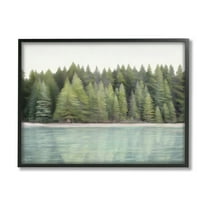 Stupell Industries Woodland Lake Shore Landscape Painting Black Framed Art Print Wall Art, 14 x 11