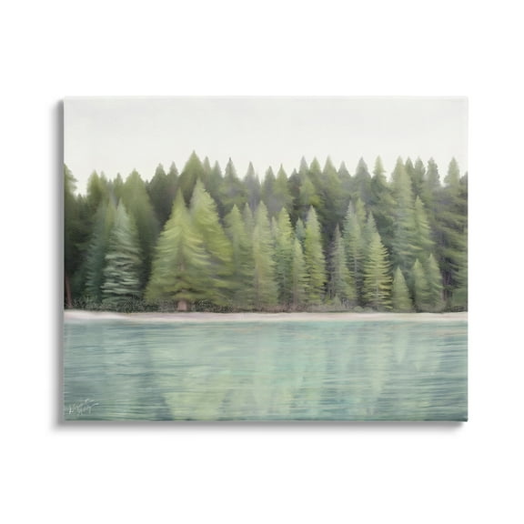 Stupell Industries Woodland Lake Shore Landscape Painting Gallery Wrapped Canvas Art Print Wall Art, 20 x 16
