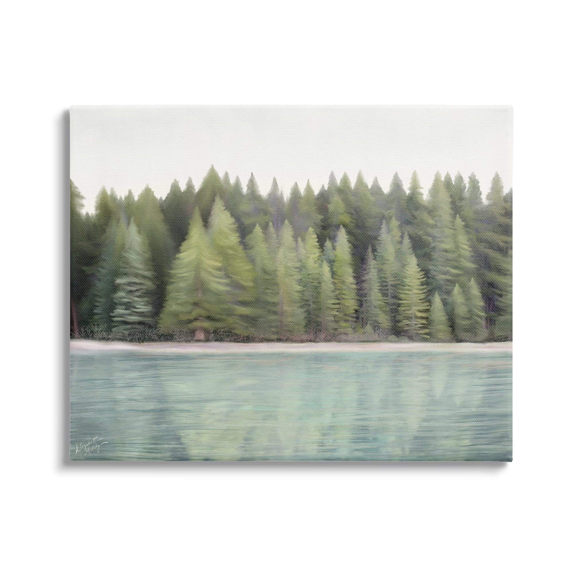 Stupell Industries Woodland Lake Shore Landscape Painting Gallery Wrapped Canvas Art Print Wall Art, 30 x 24