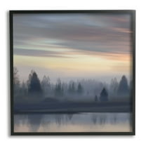 Stupell Industries Woodland Lake Sunset Landscape Painting Black Framed Art Print Wall Art, 12 x 12