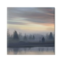 Stupell Industries Woodland Lake Sunset Landscape Painting Gallery Wrapped Canvas Art Print Wall Art, 17 x 17