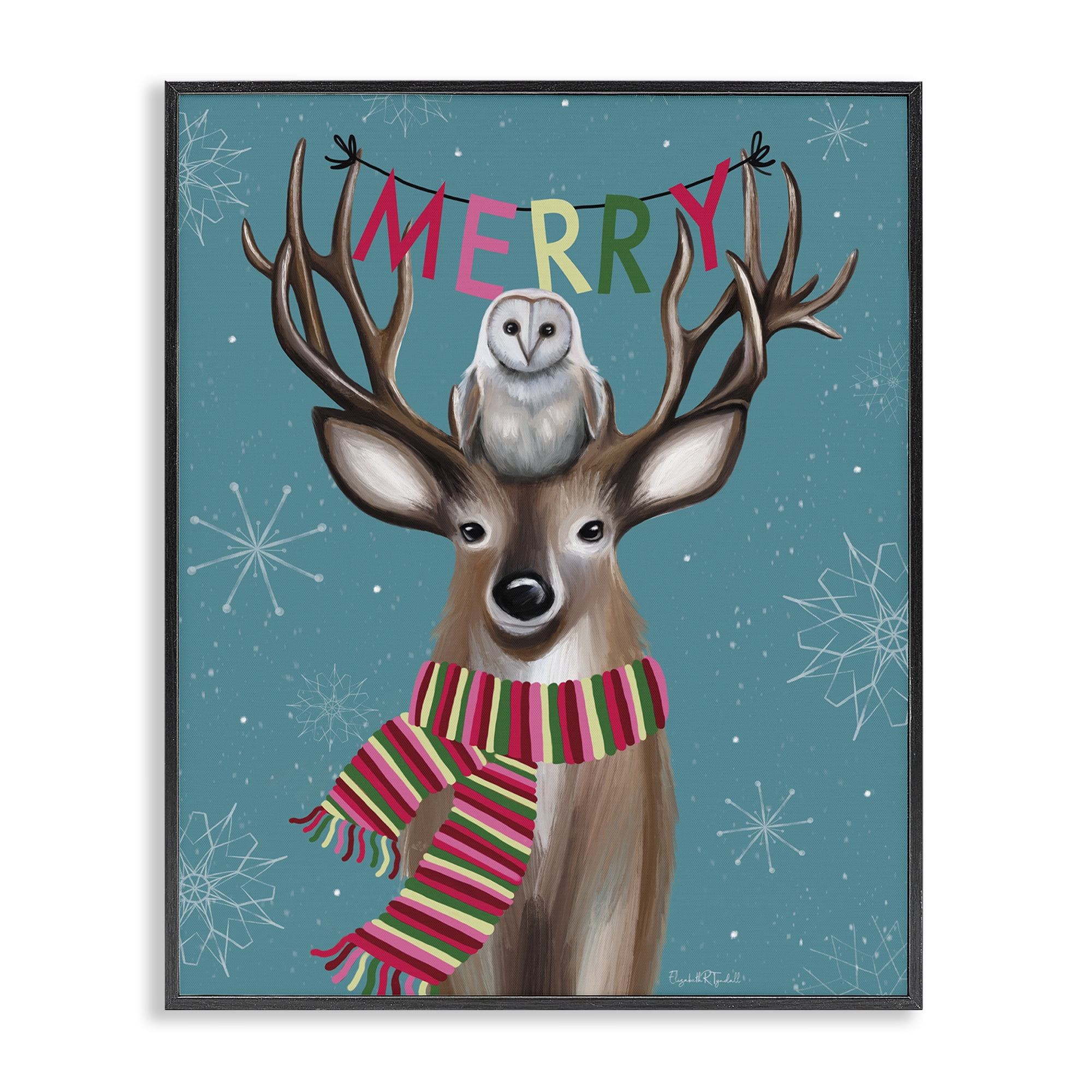Stupell Industries Woodland Merry Creatures Holiday Painting Black Framed Art Print Wall Art, 11 x 14