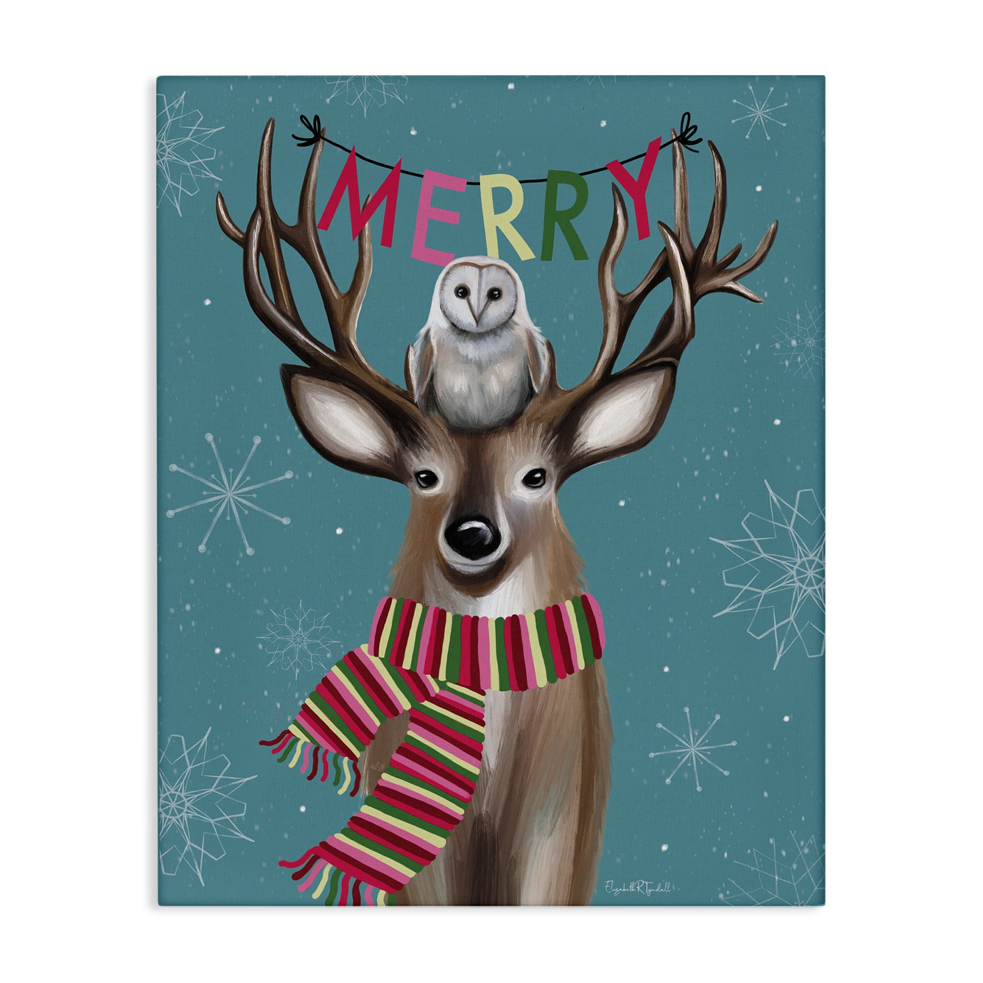 Stupell Industries Woodland Merry Creatures Holiday Painting Gallery Wrapped Canvas Art Print Wall Art, 16 x 20