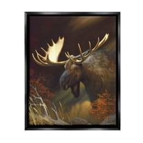 Stupell Industries Woodland Moose Portrait Animals & Insects Painting Black Floater Framed Canvas Art Print Wall Art, 17 x 21