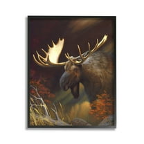 Stupell Industries Woodland Moose Portrait Animals & Insects Painting Black Framed Art Print Wall Art, 11 x 14