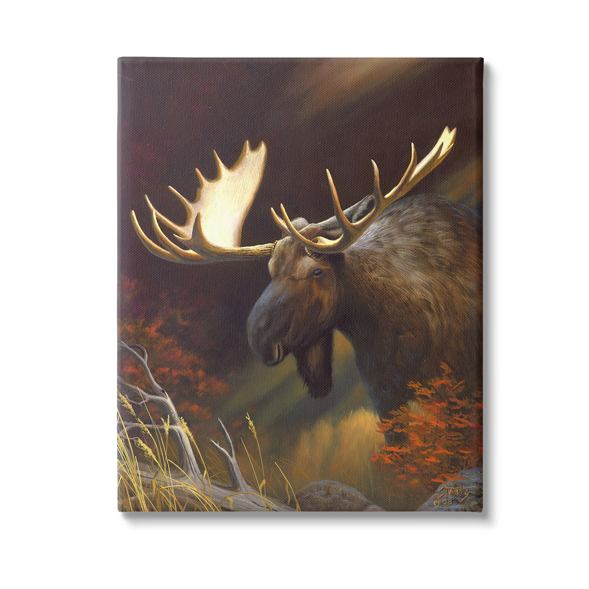 Stupell Industries Woodland Moose Portrait Animals & Insects Painting Gallery Wrapped Canvas Art Print Wall Art, 36 x 48