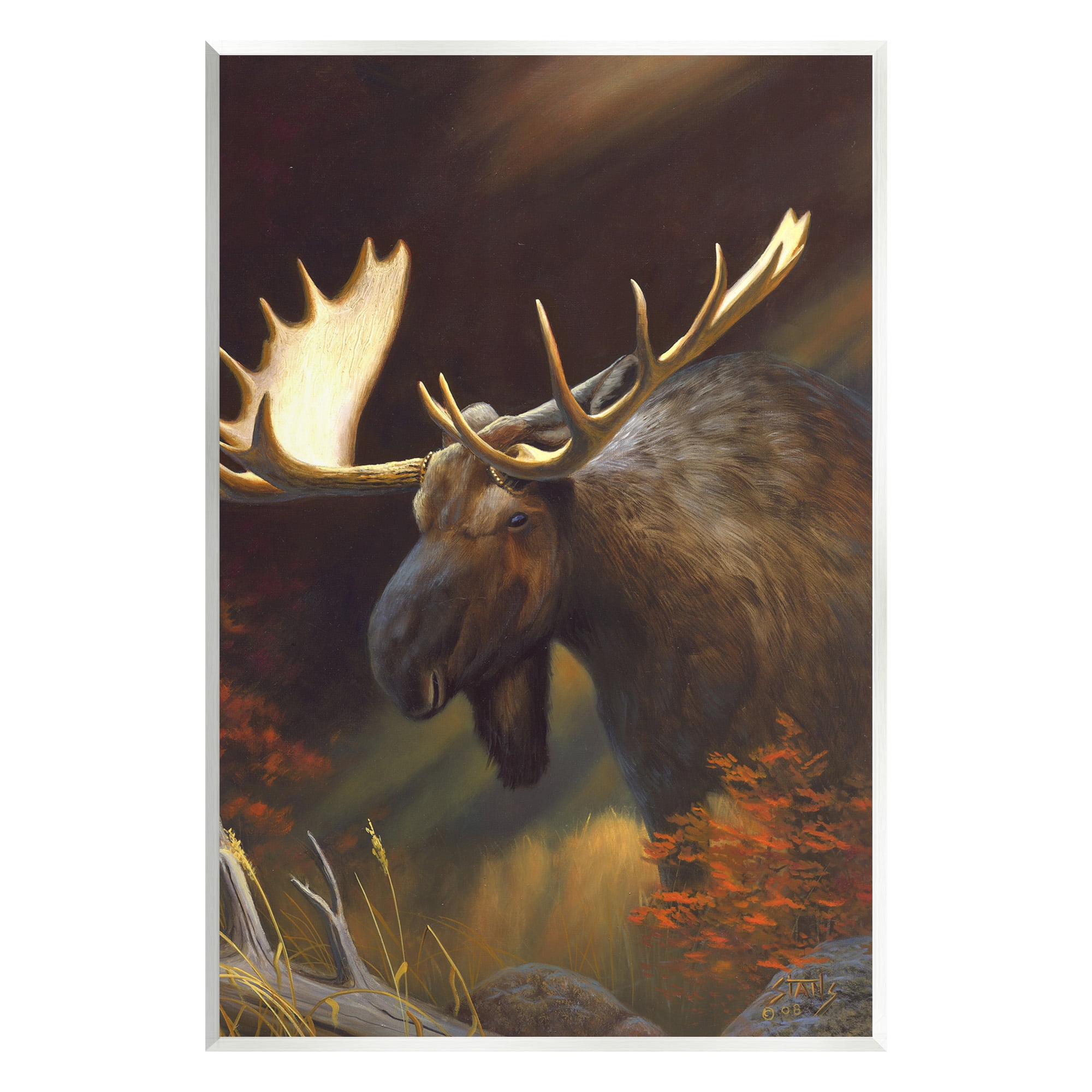 Stupell Industries Woodland Moose Portrait Animals & Insects Painting Unframed Art Print Wall Art, 13 x 19