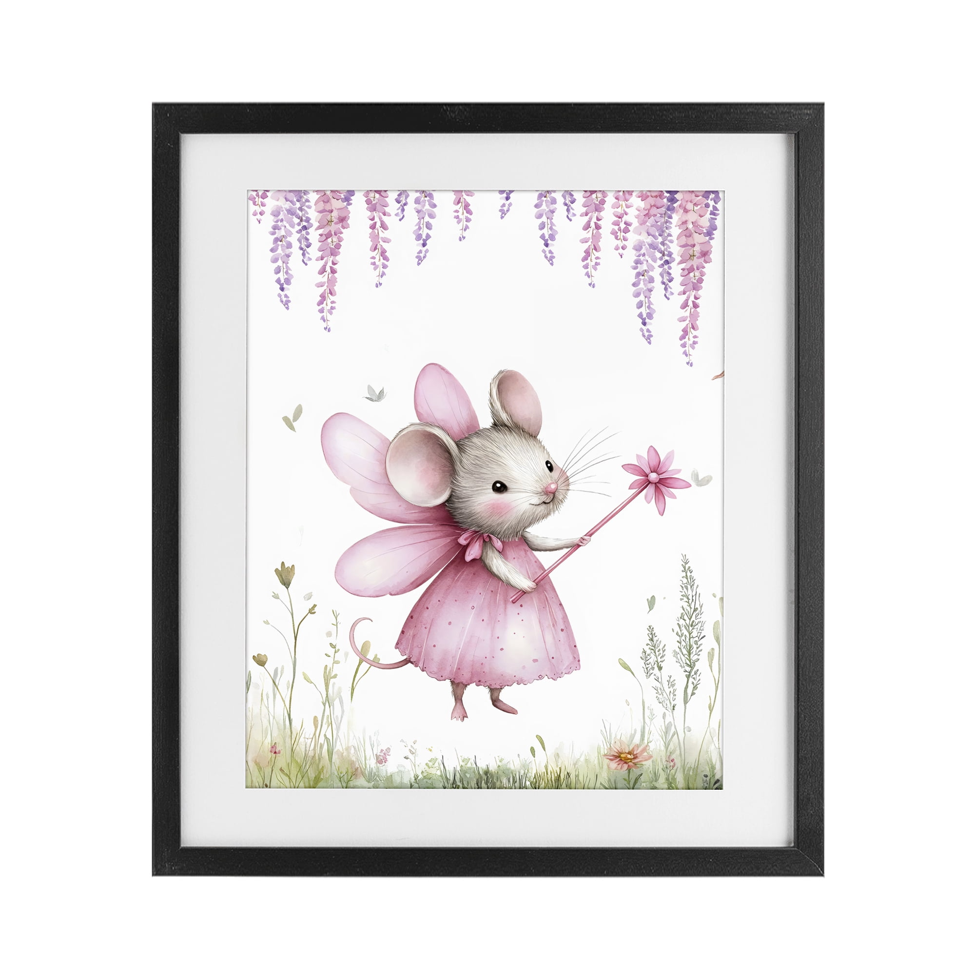 Stupell Industries Woodland Mouse Forest Fairy Black Framed Print Under Glass, design by LSR Design Studio