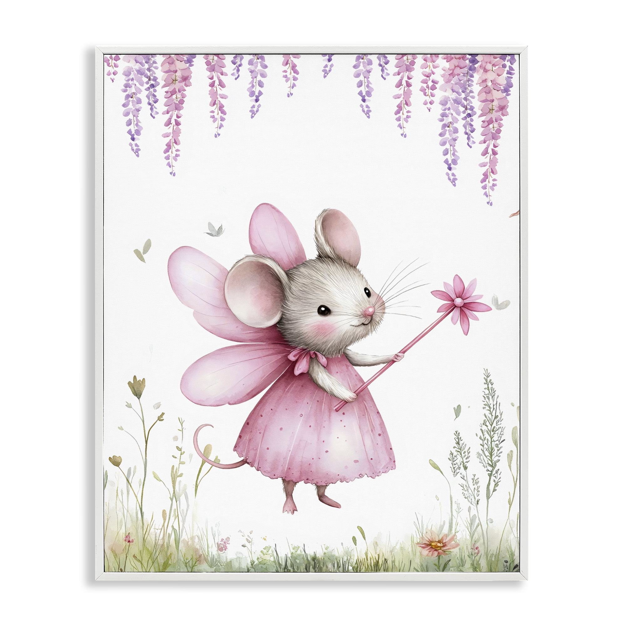 Stupell Industries Woodland Mouse Forest Fairy White Framed Giclee Art, design by LSR Design Studio