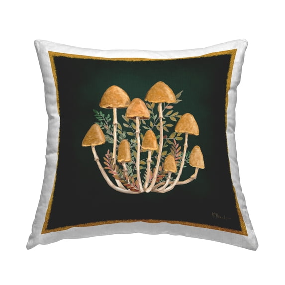 Stupell Industries Woodland Mushroom Botanicals Square Decorative Printed Throw Pillow, 18 x 18