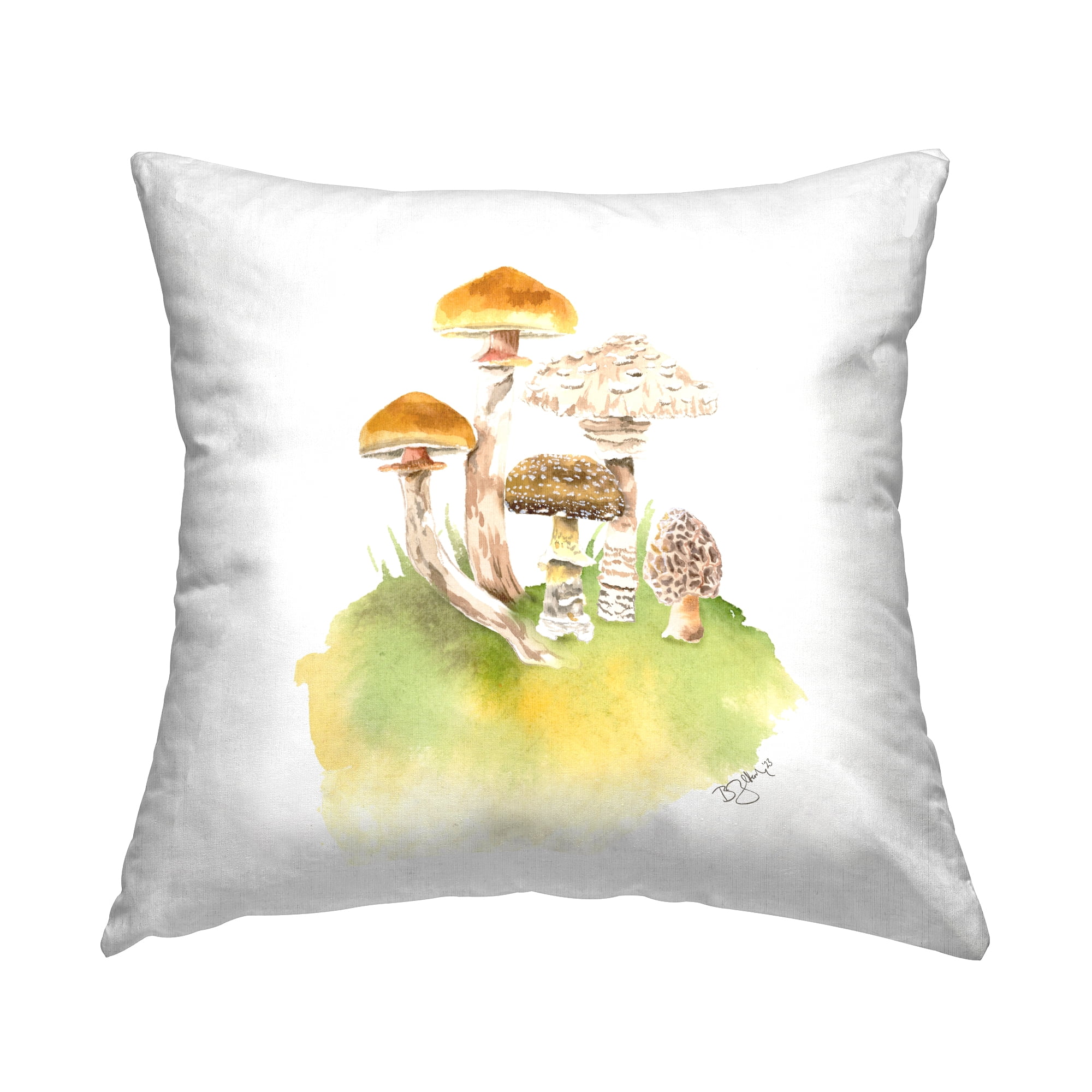 Stupell Industries Woodland Mushroom Plants Decorative Printed Throw Pillow, 18 x 18