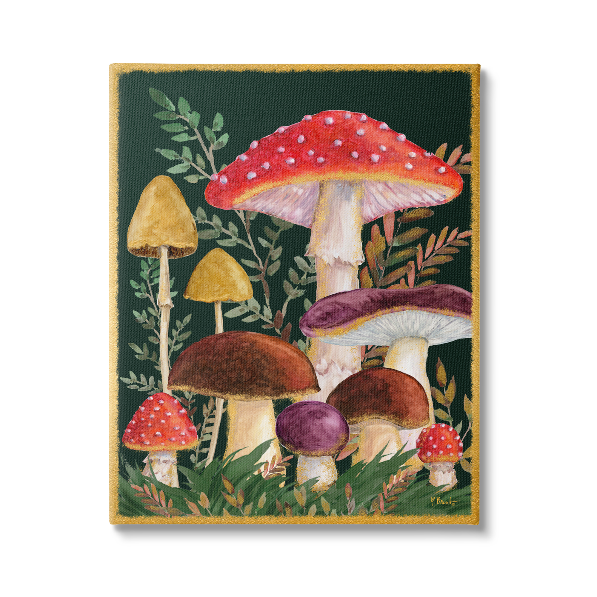 Stupell Industries Woodland Mushrooms Nature Botanical & Floral Painting Gallery Wrapped Canvas Print Wall Art, 36 x 48