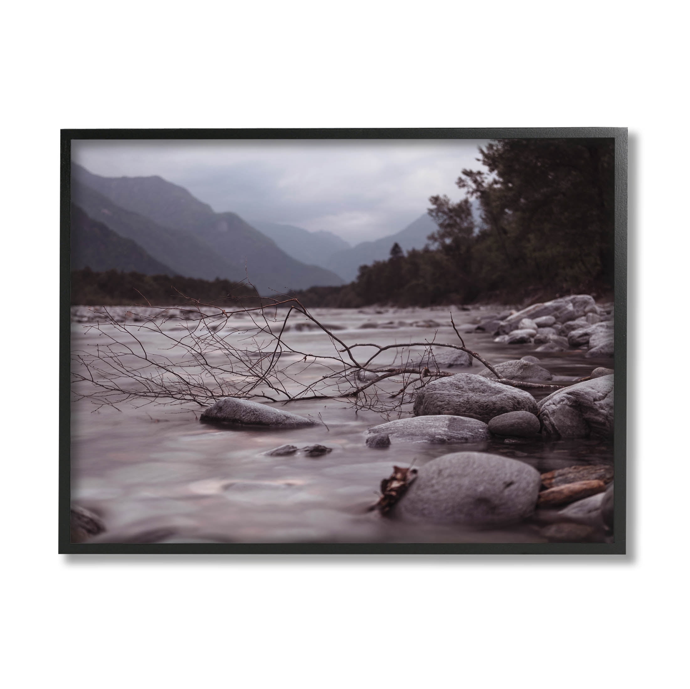 Stupell Industries Woodland Nature Mountain Creek Photograph Black Framed Art Print Wall Art, Design by Lil' Rue
