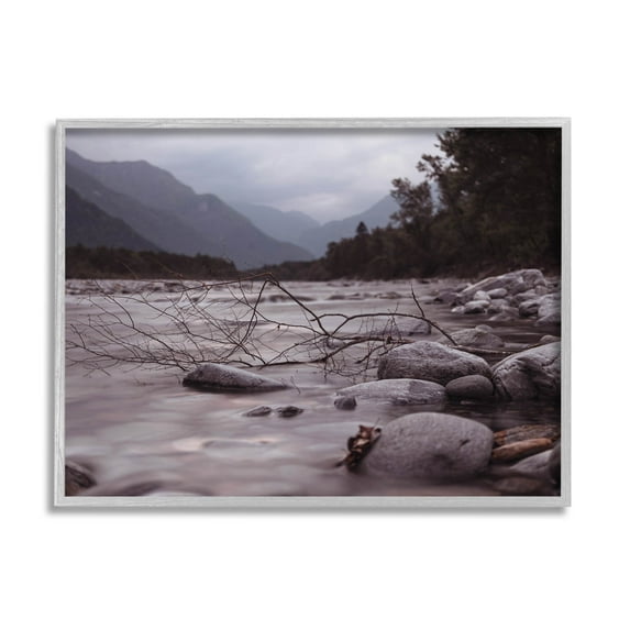 Stupell Industries Woodland Nature Mountain Creek Photograph Gray Framed Art Print Wall Art, Design by Lil' Rue
