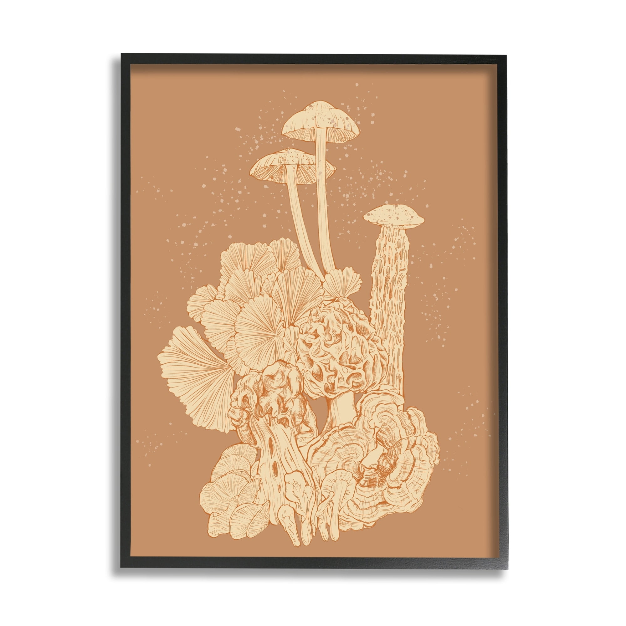 Stupell Industries Woodland Nature Varied Mushrooms Botanical & Floral Painting Black Framed Art Print Wall Art