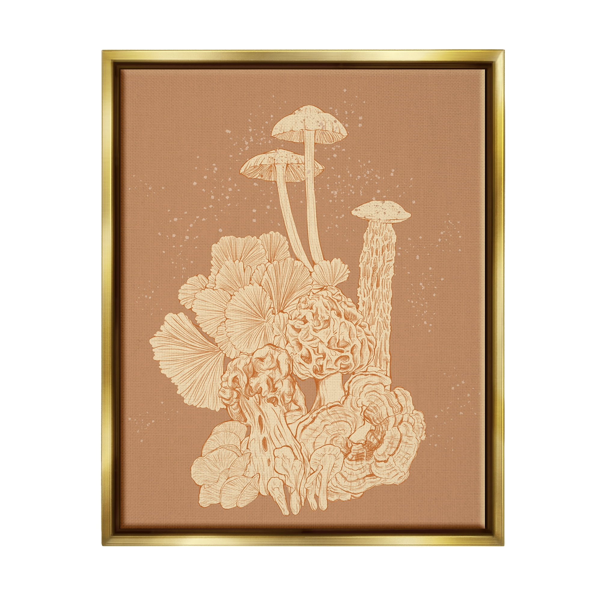 Stupell Industries Woodland Nature Varied Mushrooms Botanical & Floral Painting Gold Floater Framed Art Print Wall Art