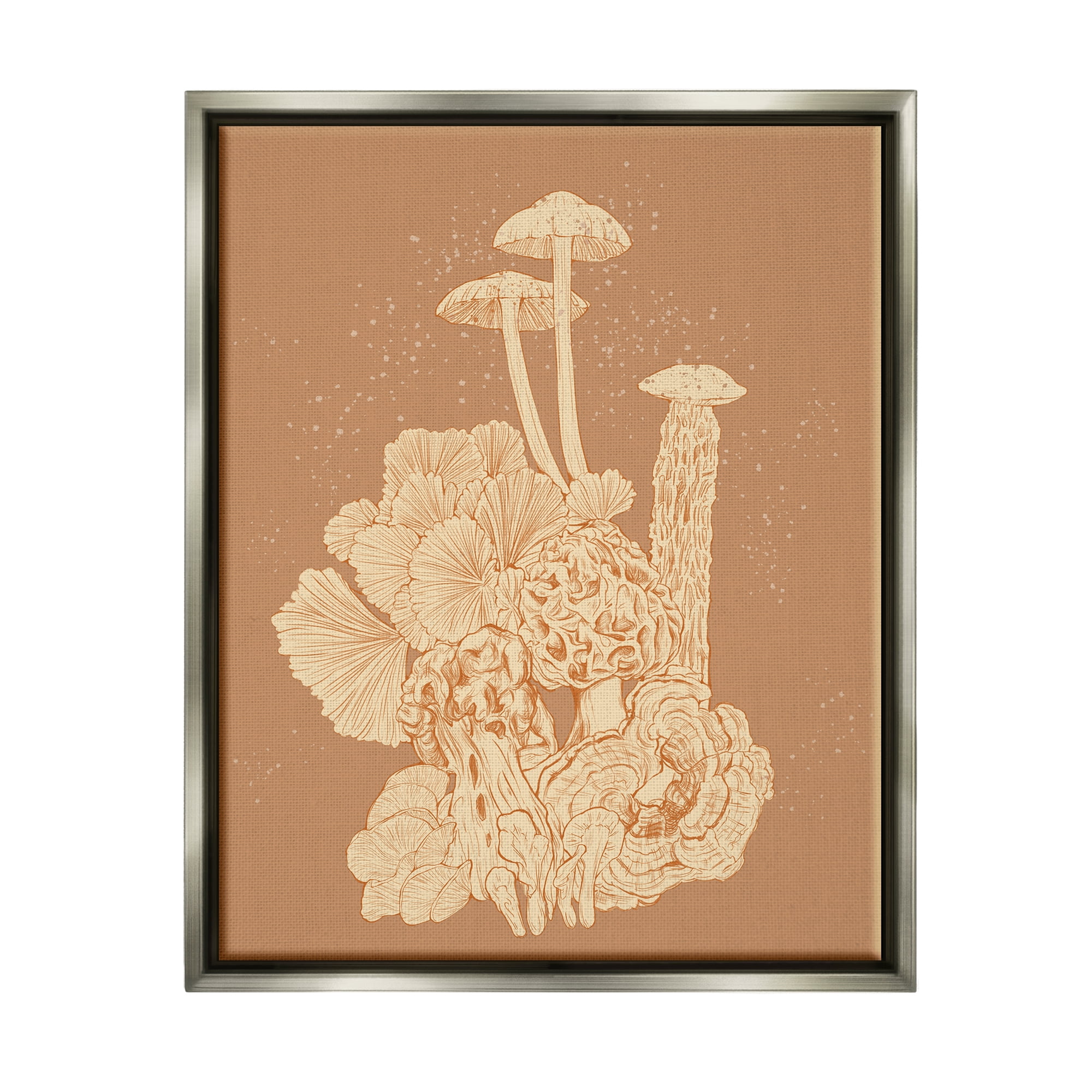 Stupell Industries Woodland Nature Varied Mushrooms Botanical & Floral Painting Gray Floater Framed Art Print Wall Art