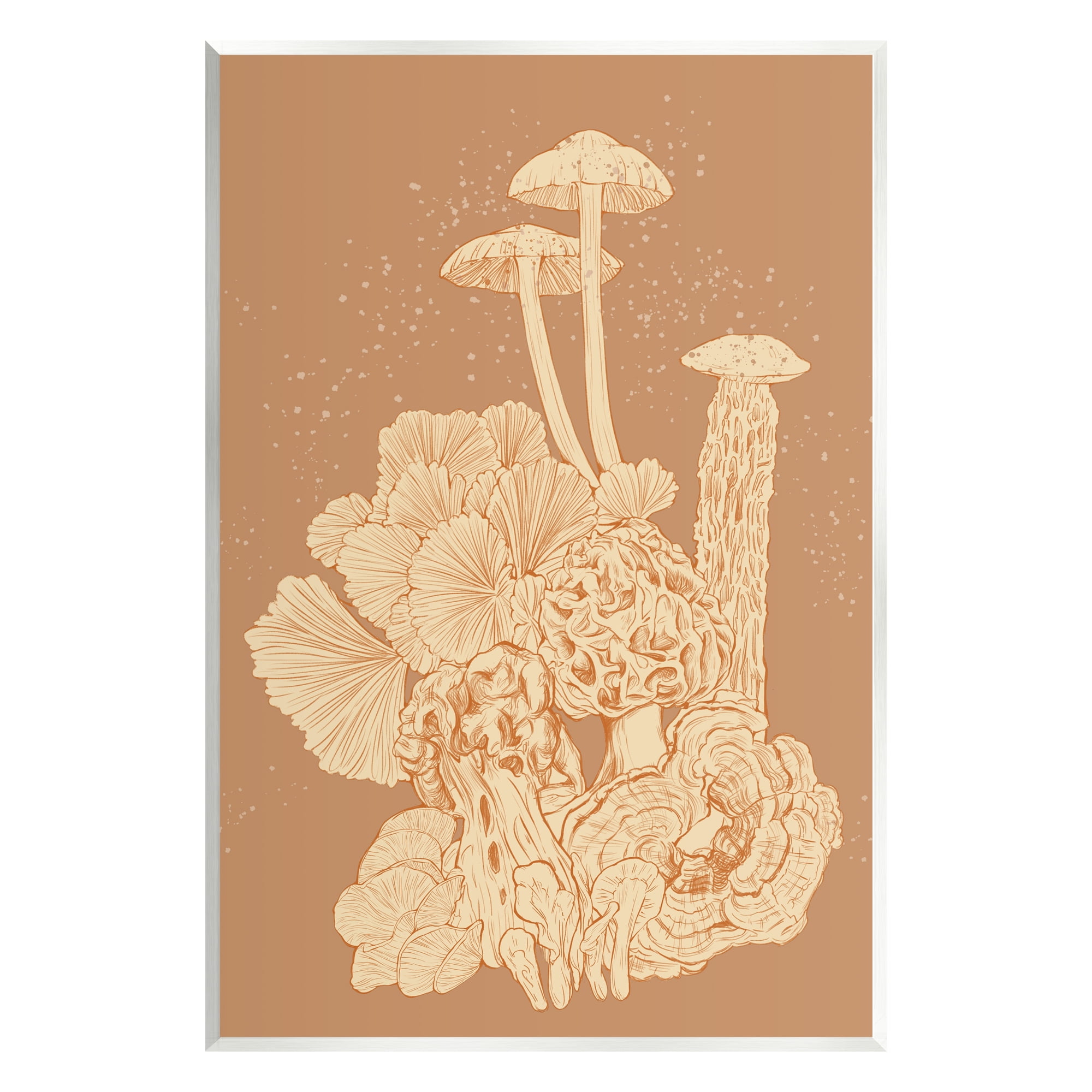 Botanical Mushroom Art Print on MDF Wood Panel