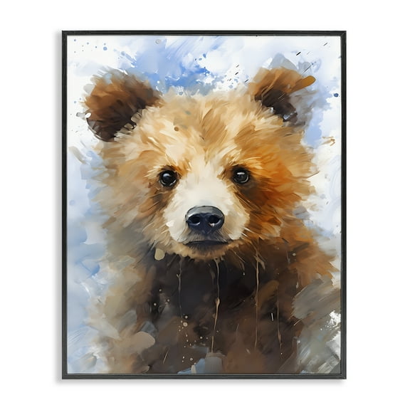 Stupell Industries Woodland Nursery Bear Animals Painting Black Framed Art Print Wall Art, 11 x 14
