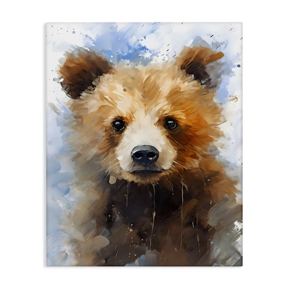 Stupell Industries Woodland Nursery Bear Animals Painting Wrapped Canvas Art Print Wall Art, 30 x 40