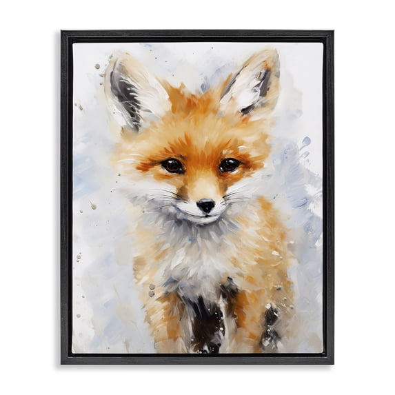 Stupell Industries Farmhouse Woodland Nursery Fox Black Floating Frame Canvas Art, 25 x 31, by Franklyn Gregory