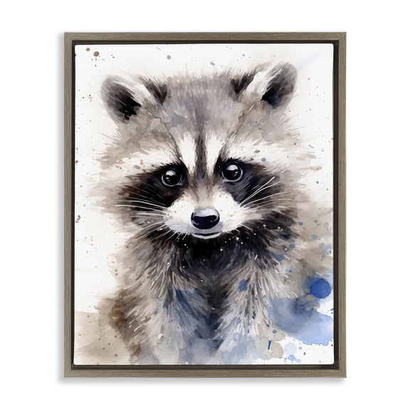 Stupell Industries Farmhouse Woodland Nursery Raccoon Brown Floating Frame Canvas Art, 25 x 31, by Franklyn Gregory
