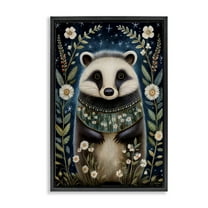 Stupell Industries Woodland Pattern Badger Animals & Insects Painting Black Floater Framed Art Print Wall Art, 17 x 25