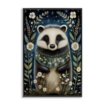 Stupell Industries Woodland Pattern Badger Animals & Insects Painting Black Framed Art Print Wall Art, 12 x 18