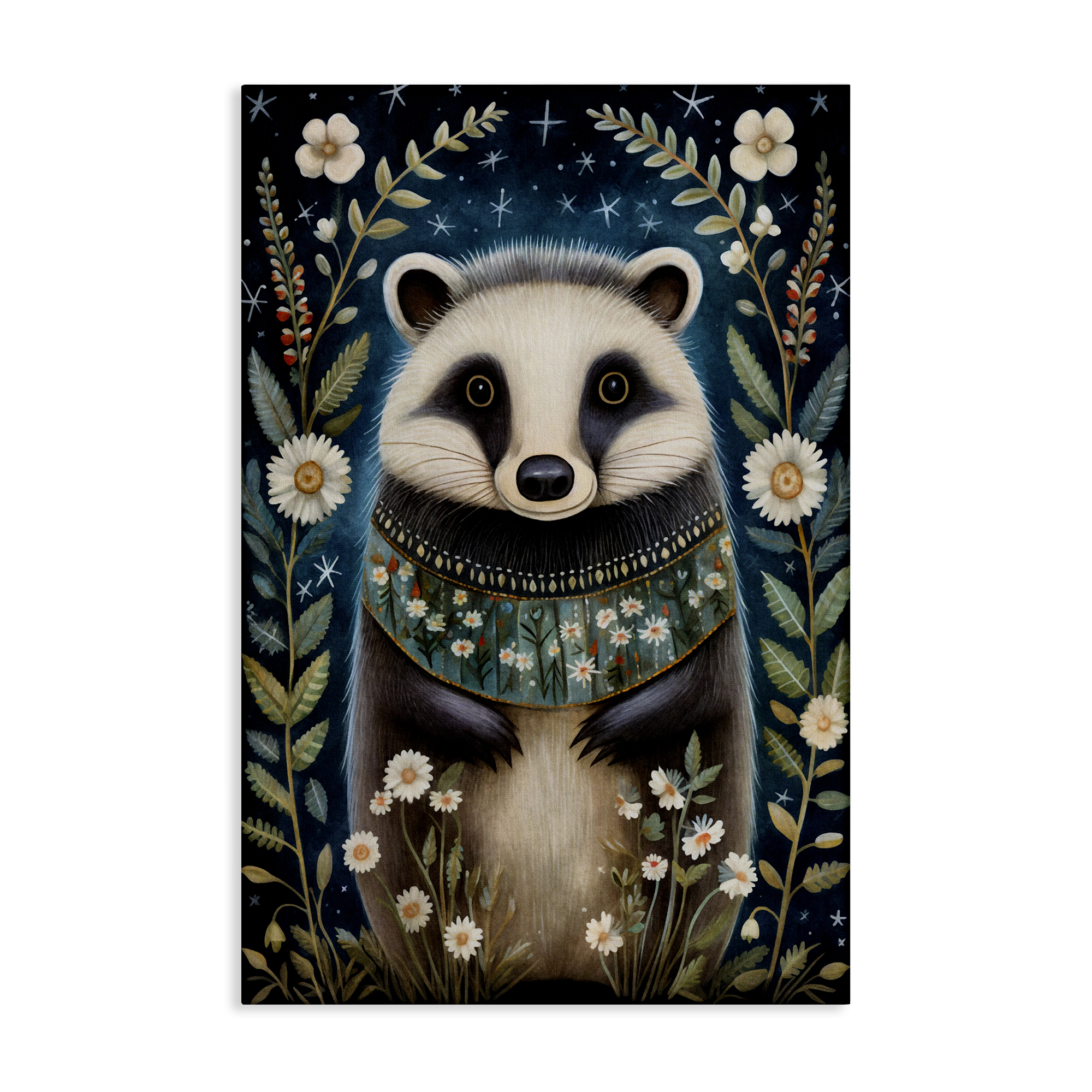 Stupell Industries Woodland Pattern Badger Animals & Insects Painting Gallery Wrapped Canvas Art Print Wall Art, 24 x 36