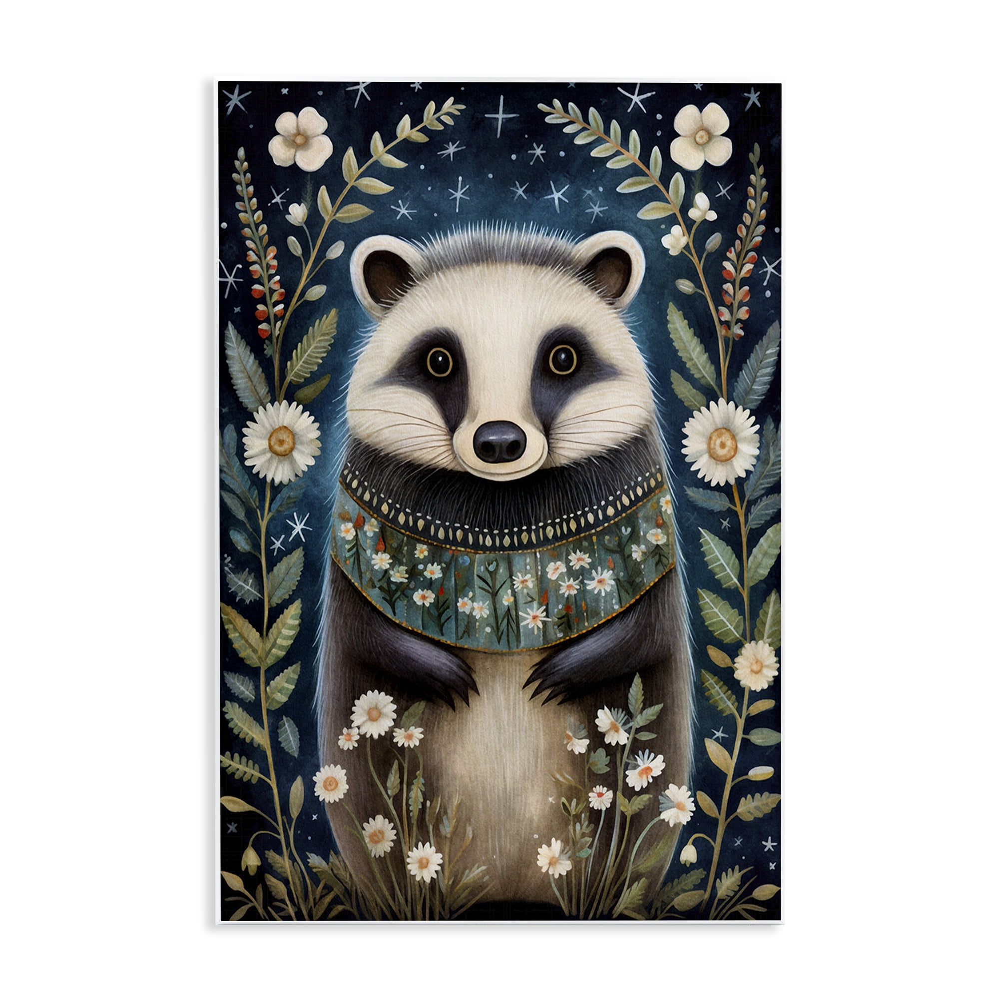 Stupell Industries Woodland Pattern Badger Animals & Insects Painting Unframed Art Print Wall Art, 13 x 19
