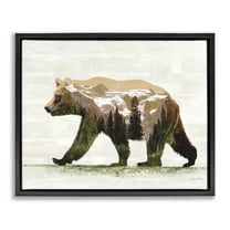 Stupell Industries Woodland Pattern Bear Animals & Insects Painting Black Floater Framed Art Print Wall Art, 21 x 17