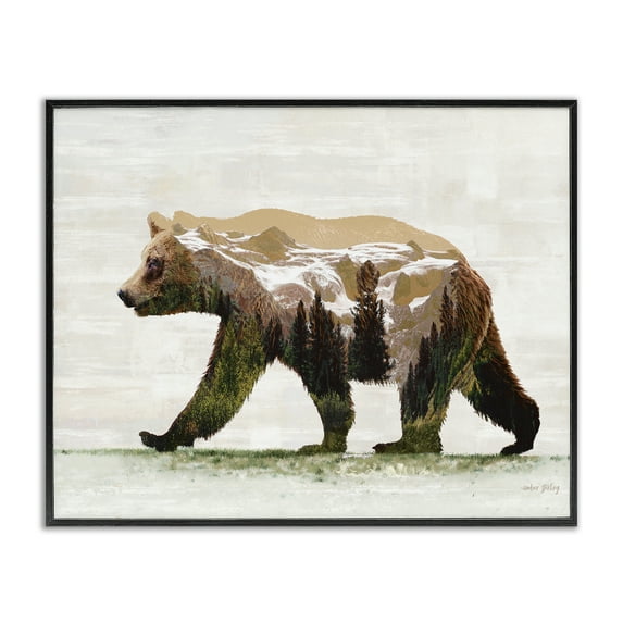 Stupell Industries Woodland Pattern Bear Animals & Insects Painting Black Framed Art Print Wall Art, 14 x 11