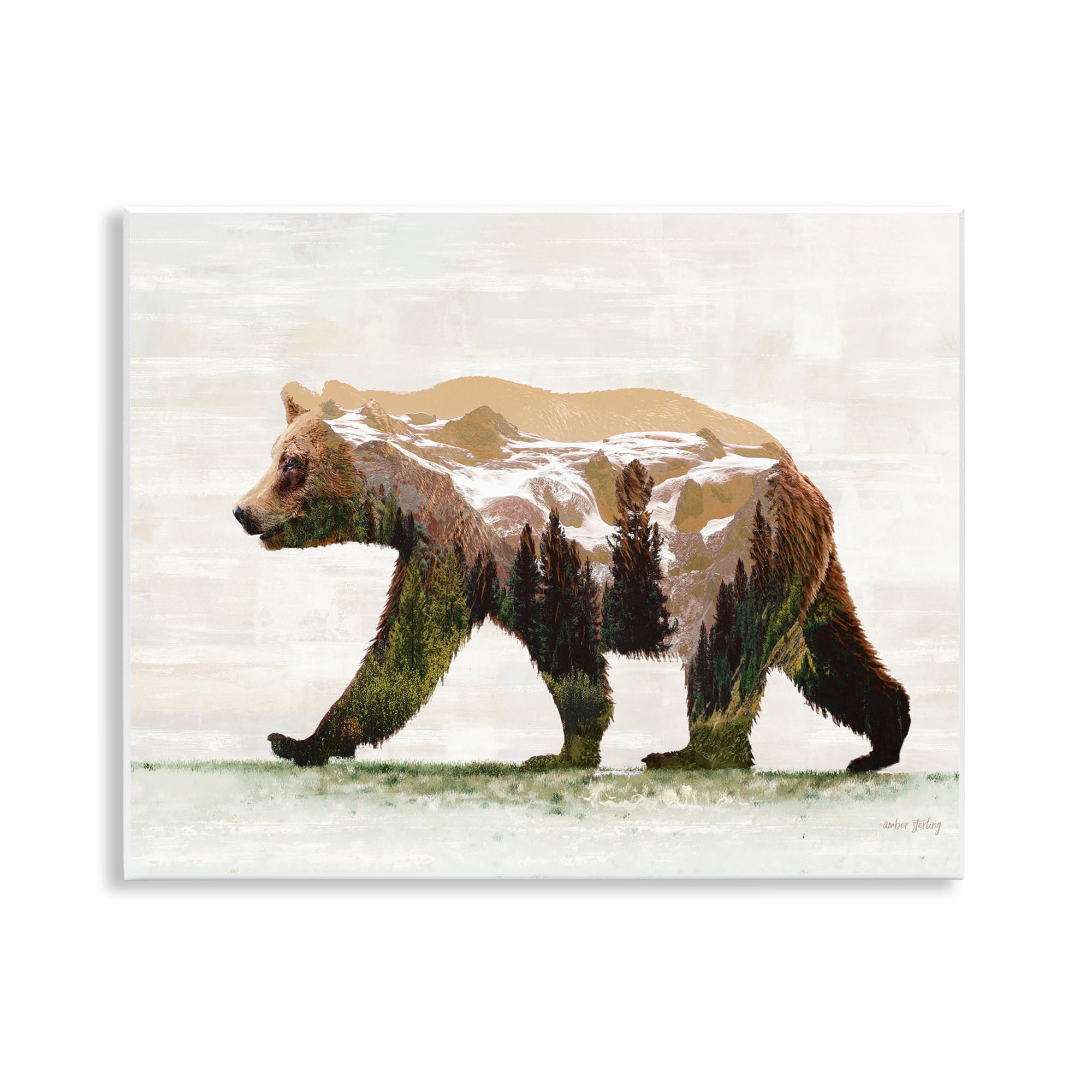 Stupell Industries Woodland Pattern Bear Animals & Insects Painting Unframed Art Print Wall Art, 14 x 11